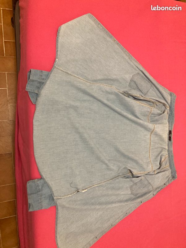 Veste coton style Jean, bleue ciel pour femme Manches longues (image 6)