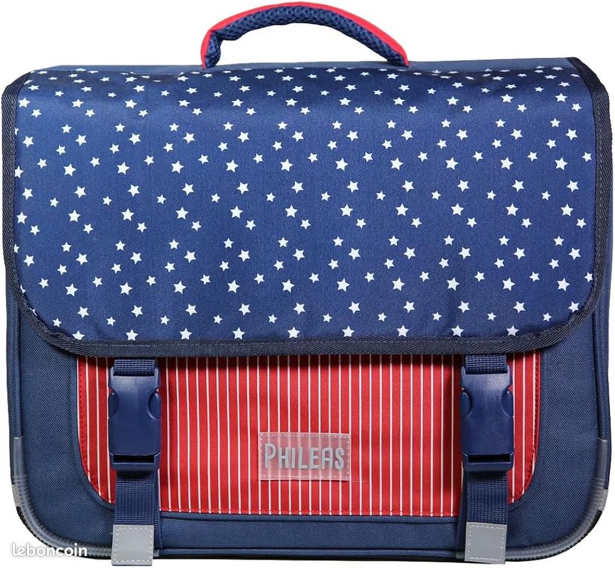 Cartable Scolaire Phileas Basket 38 Cm - Bleu, Dos Ergonomique, Bretelles Réglables, Bandes Réfléchissantes - Pour École Primaire, Garantie 2 Ans