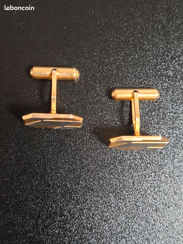 Boutons De Manchette Art Nouveau Cubique – Plaqué Or 18k 750, Style MURAT