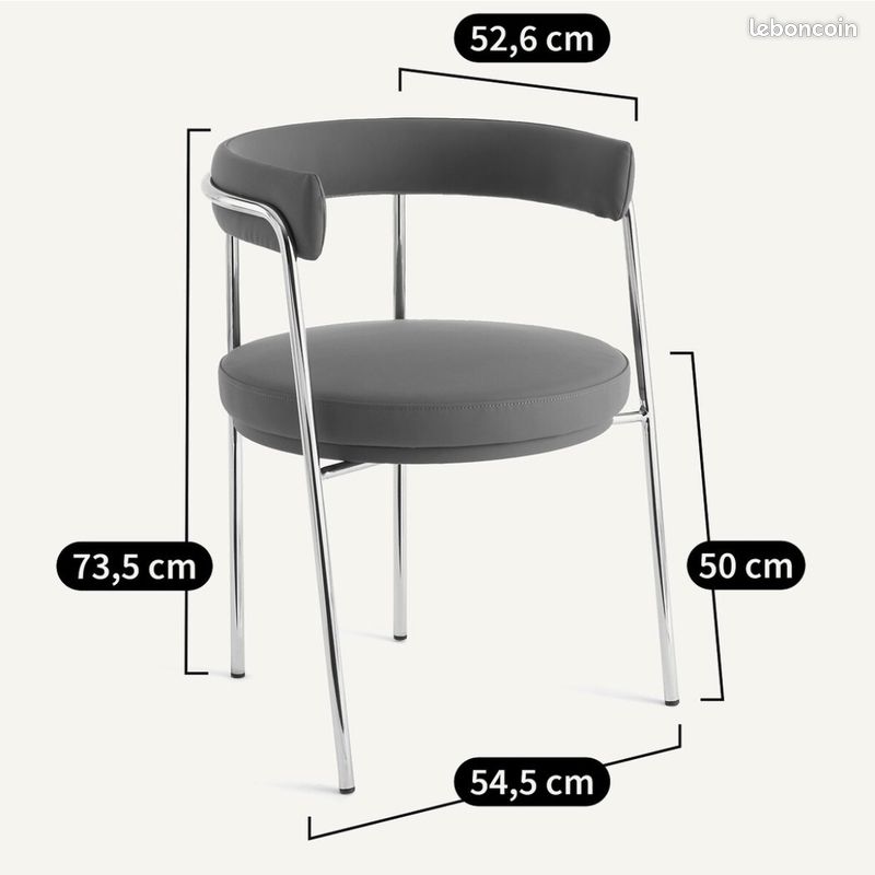 Fauteuil de bureau Jubo AMPM — Chrome & cuir brun (État neuf) (image 4)