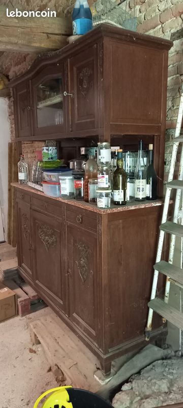 Vaisselier complet, bas et haut, tablier bas en marbre (image 5)