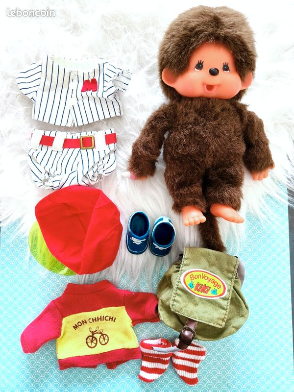 Peluche Monchhichi vintage + 2 tenues boutique monchhichi + sac à dos kiki AJENA vintage (image 2)