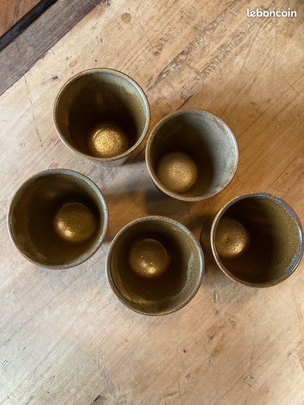 Lot de 5 verres en grès Digoin vintage – années 70/80 (image 7)