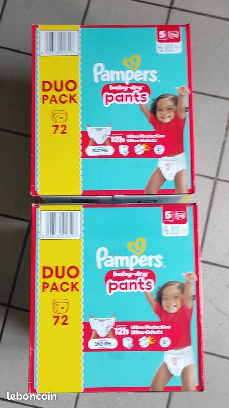 Lot 2 Pampers Baby-Dry Pants Taille 5 x 144 Couches Duo Pack Neuves (image 3)