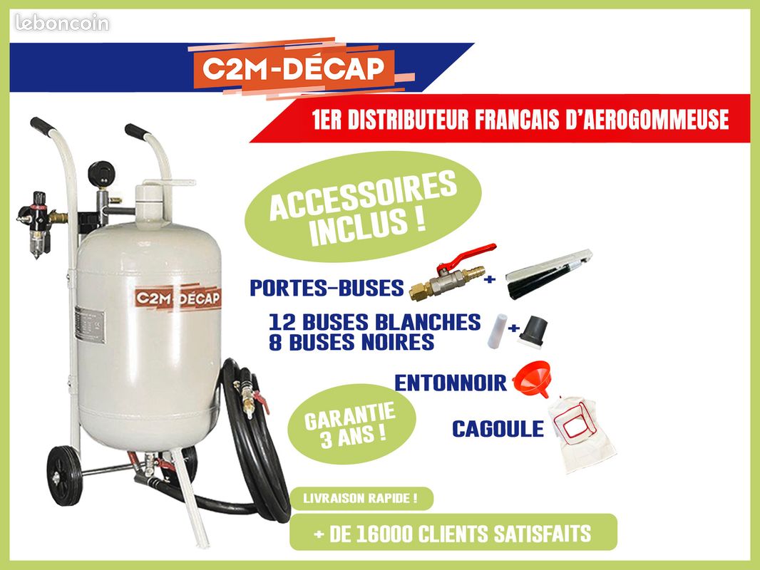 Aérogommeuse C2M Play – Nettoyage Bois, Métal et Pierre (image 1)