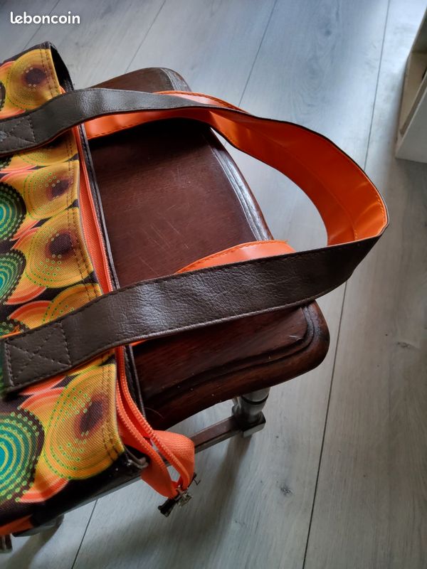 LONGCHAMP : Sac à main rectangulaire en cuir marron, à 2 grandes anses