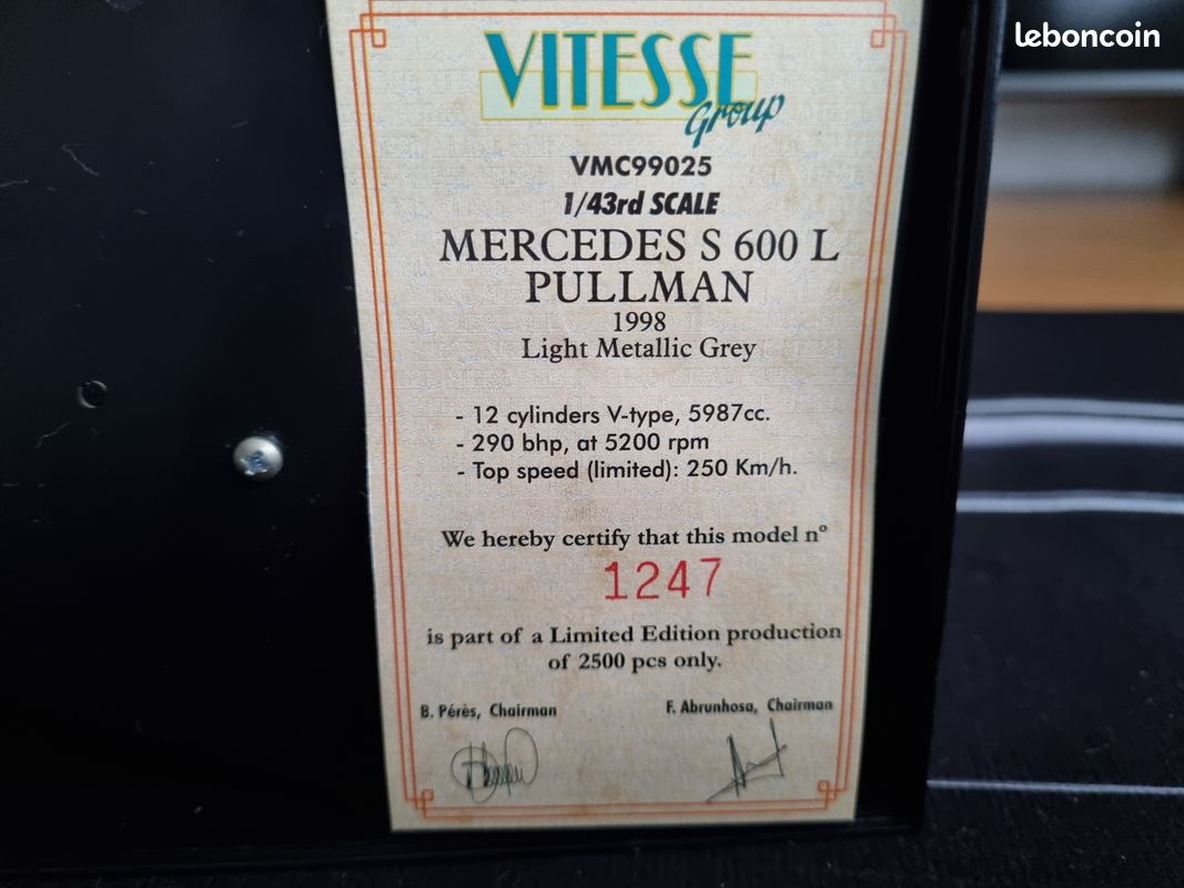 1/43 MERCEDES Benz 600 Pullman Vitesse Sans Boite No Autoart Minichamps