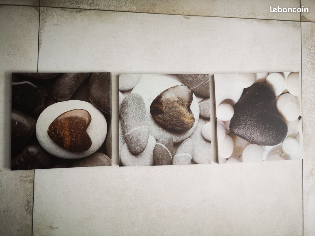 Triptyque tableaux "nature galets" (image 1)