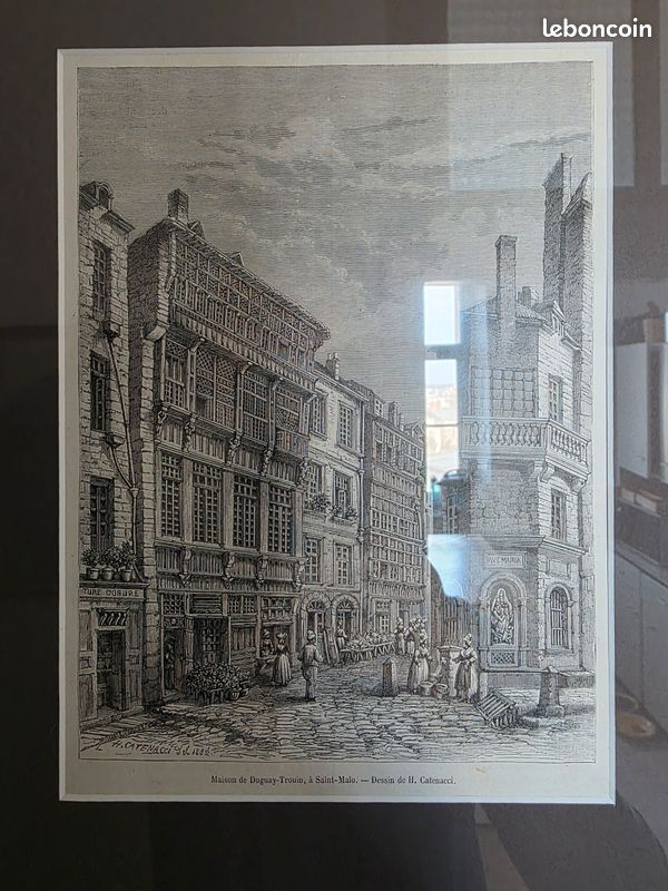 Maison de René Duguay-Trouin corsaire à Saint-Malo Bretagne France GRAVURE 1883 (image 1)