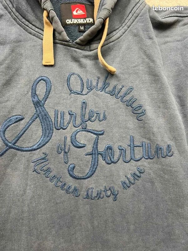Pull capuche Quiksilver vintage y2k marine logo brodé - M homme (image 4)