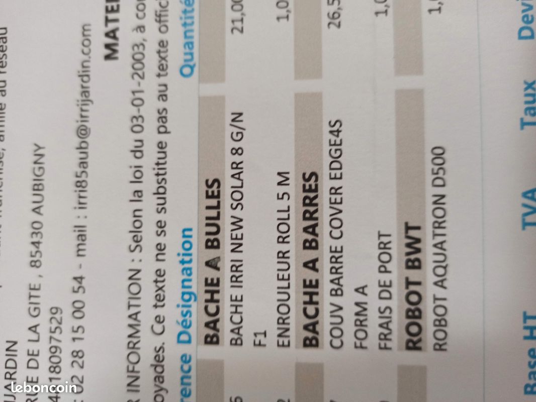 Ensemble bâche à bulles et bâche à barres ( hivernage) (image 7)