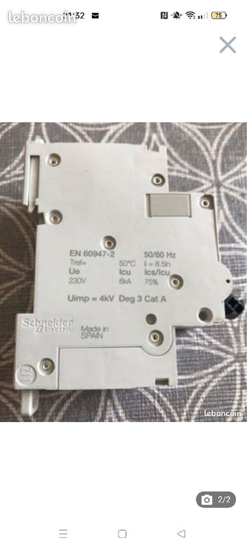 DISJONCTEUR SCHNEIDER DT40 C16 VIGI 30 mA 21444 (image 2)