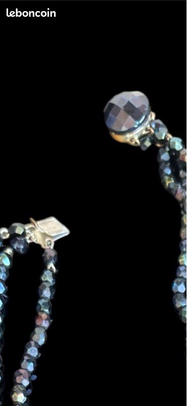 Collier Ancien En Cristal Et Nacre Facetté - Style Ras Du Cou Multirang - Occasion