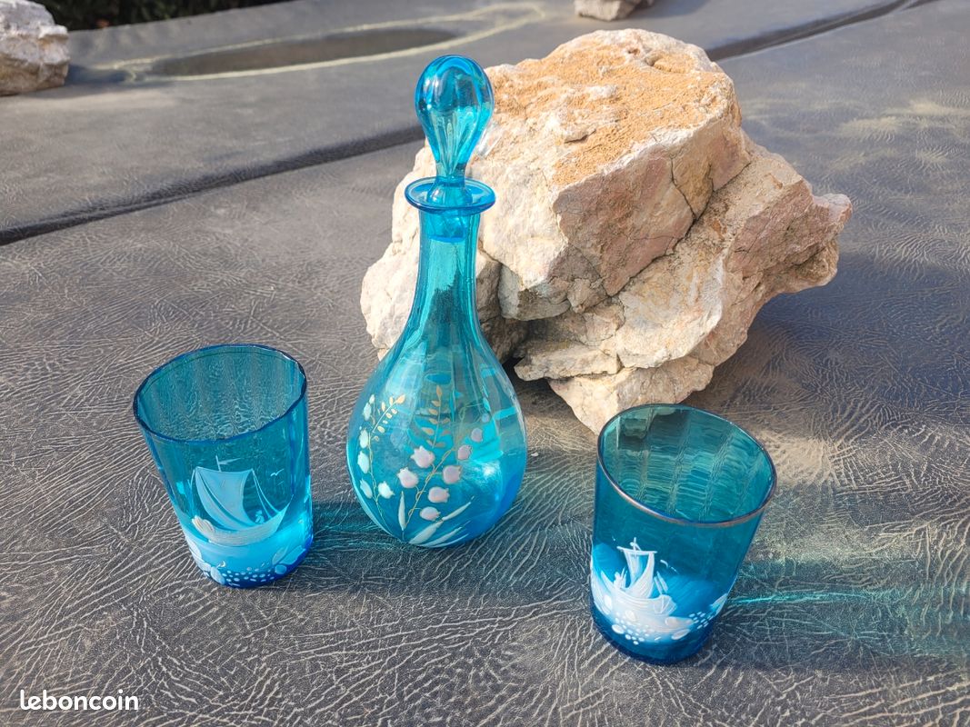 Bonbonnière verre émaillé Napoléon III - Vaisselle et verrerie (10662220