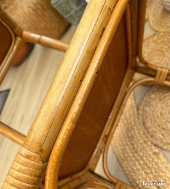 Meuble étagère table osier rotin vintage (image 6)