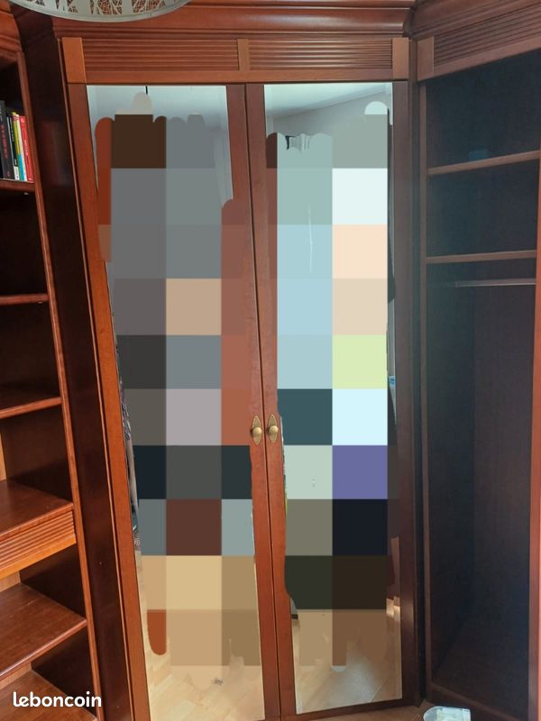 Armoire-Dressing d'angle merisier massif CELIO(3 parties dissociables) (image 2)