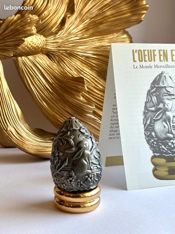 Œuf Franklin Mint en étain plein (1988) - Collection « Treasury of Eggs » (image 1)