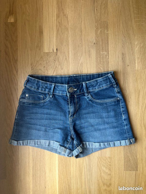 Short court femme mini short fille adolescent ado enfant bleu (image 1)