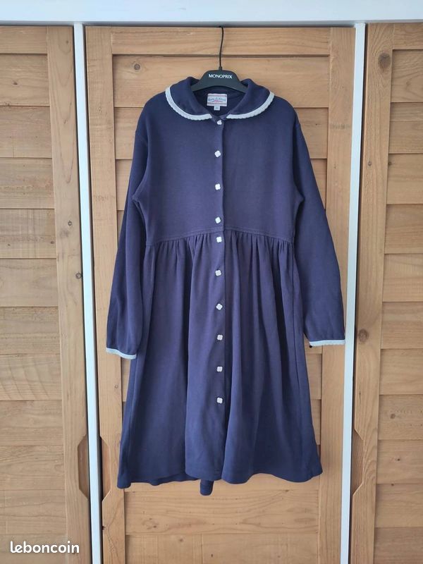 Robe vintage années 90 100% coton Country For Kids Girls bleu marine taille 10 ANS (image 1)