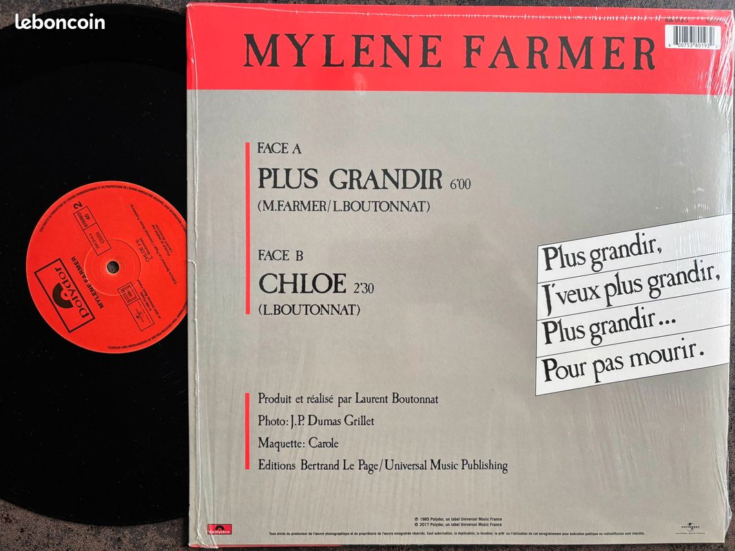 MYLENE FARMER plus grandir 1985 RE 2017 (12") MAXI (image 2)