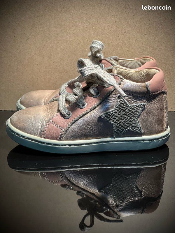 Basket/tennis fille DPAM en cuir taille 22 rose nacré Chaussures