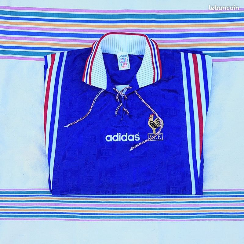 Maillot Adidas original taille M équipe de France FFF Euro 1996 - Sport & Plein air