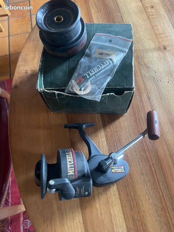 Moulinet Casting Mitchell 498 + Bobine – Pour Lancer Loin, Très Bon état