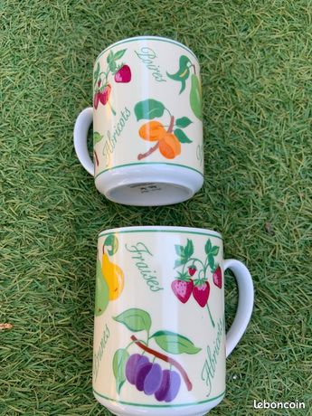 Grand Mug Guy Degrenne Porcelaine Blanche - Motif Rosace Rétro - 13x8 Cm Environ
