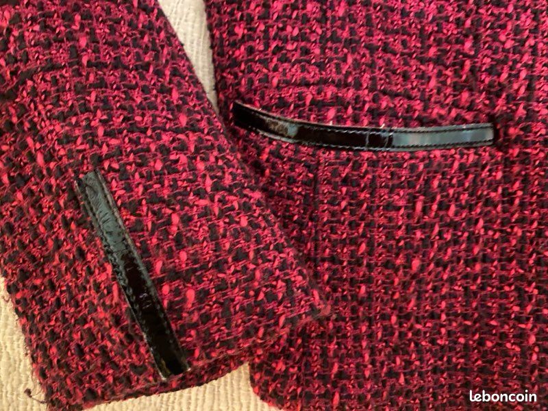 Veste Damassée Fuchsia Et Noire - Taille XL - 44/46 - Très Bon état