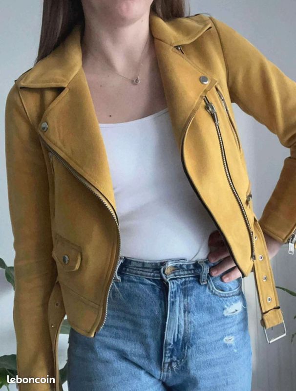 Zara Veste Jean Jaune Zara Veste Perfecto En Daim Jaune Zara Vêtements