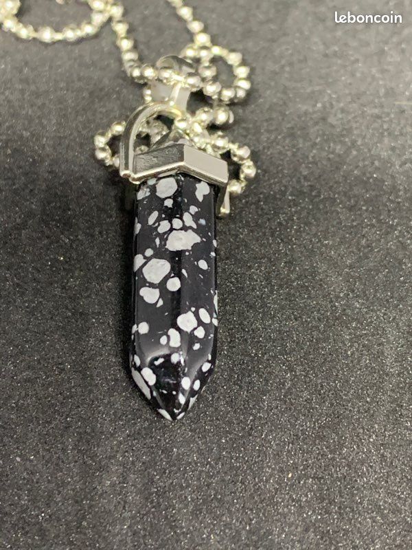 Obsidienne neige Biterminé collier (image 3)