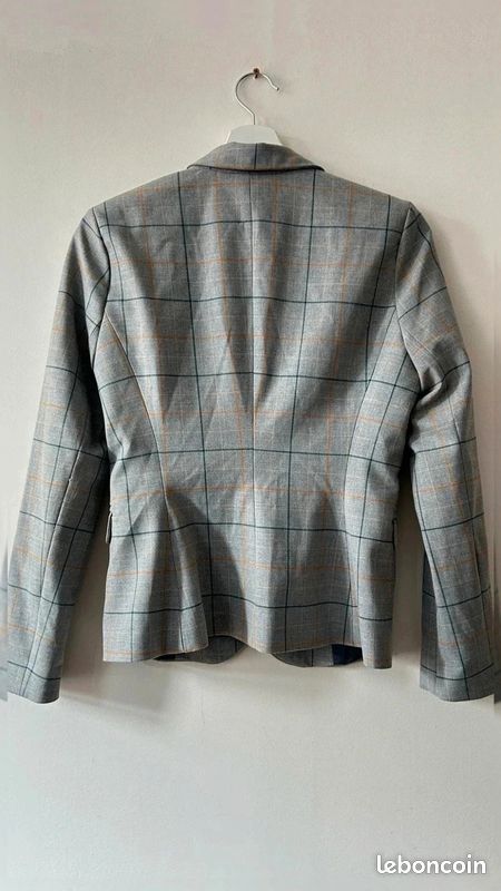 Blazer costume Camaïeu gris à carreaux taille 36 -très bon état #blazyf06 (image 2)