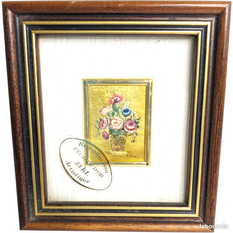 Cadre Photo Italien 12x16 Pouces – Bois Doré Avec Décor Fleurs – Style Ancien