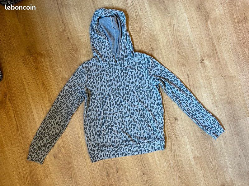 Sweat à Capuche Surdimensionné Polaire Imprimé Léopard