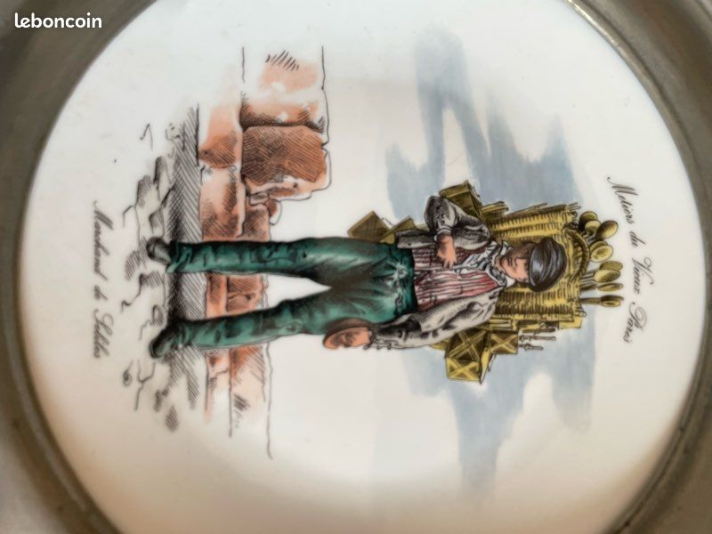 Assiette en porcelaine et décor de Paris avec contour en étain (image 2)
