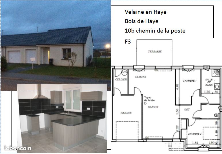 Maison 3 pièces 83 m² · à Bois-de-Haye · 83 m² · 837 €/mois