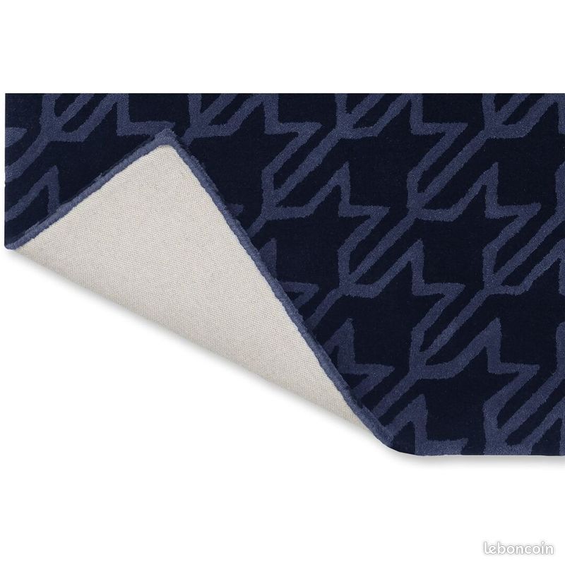 Tapis laine abstrait tufté main moderne Houndstooth Bleu 140x200 (image 5)
