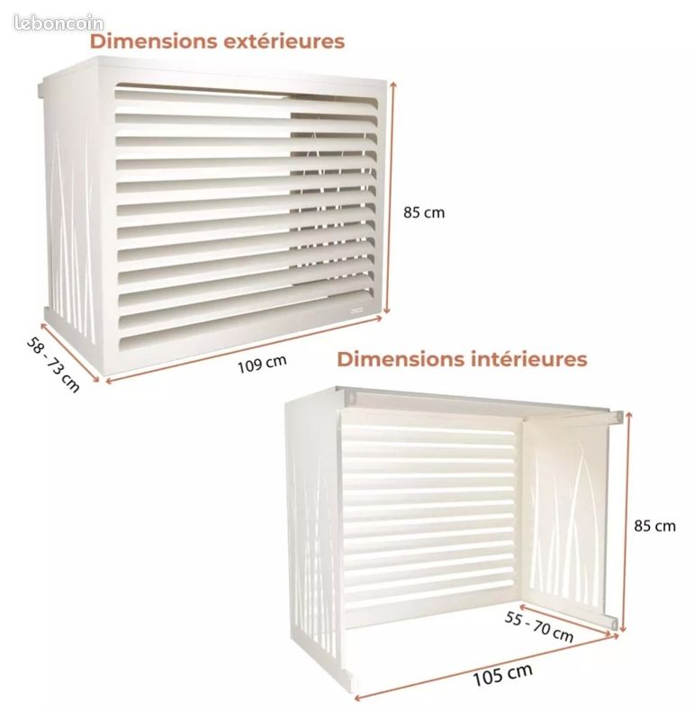 Caisson isolant cache clim DECO AirCo - Taille M - Blanc crème (RAL 9001) (image 2)