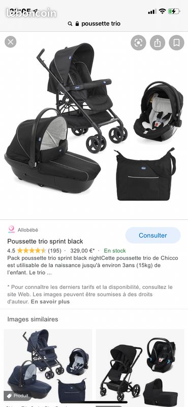 Vend poussette trio sans le sac à langer (image 1)