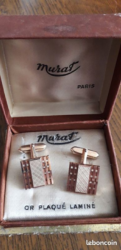 Boutons De Manchettes Plaqué Or Rose - XIXe Siècle - Taille 15x15mm - Occasion Vintage