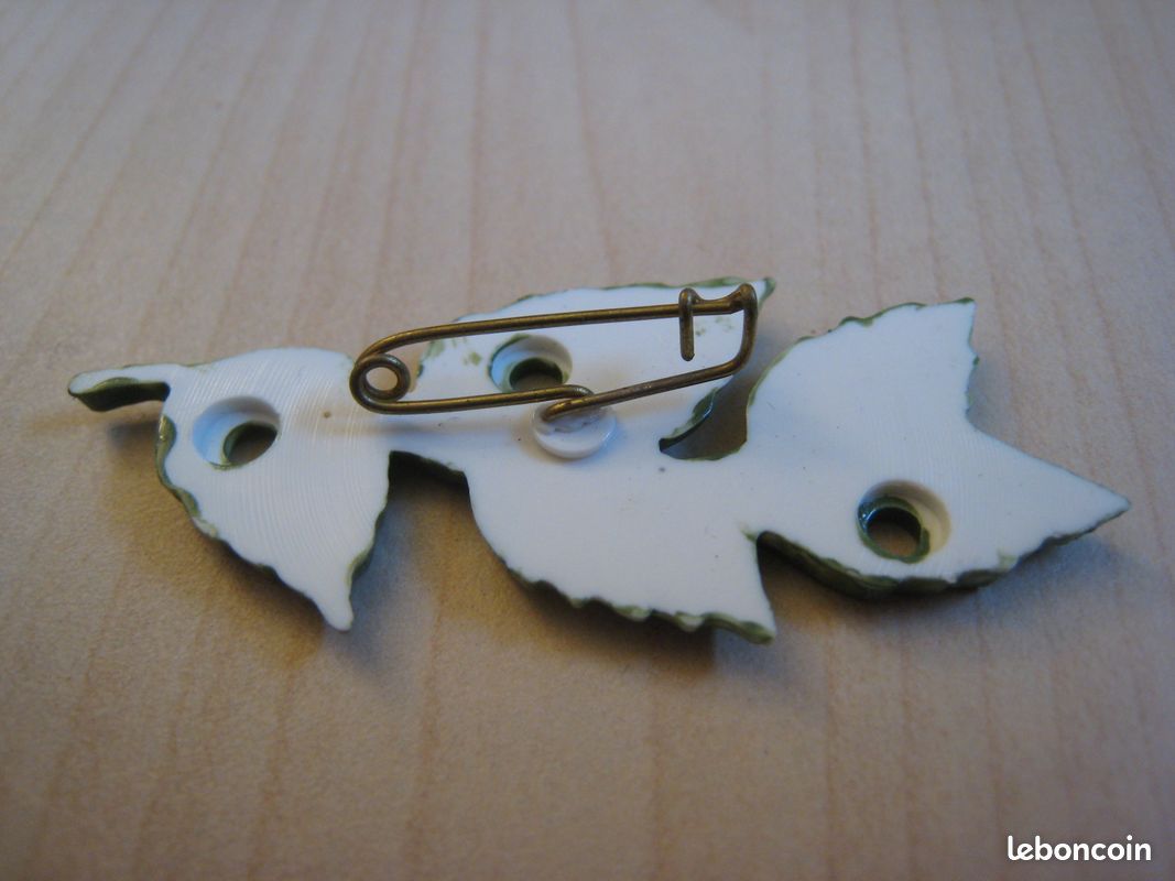 Broche Vintage Art Déco - Rosace Feuillage à Pastilles Multicolores En Celluloïd, Argenté