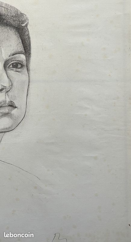 René RICHETIN (1923-2008) Grand dessin Portrait d'une princesse () Signé au crayon (70') COBRA (image 7)