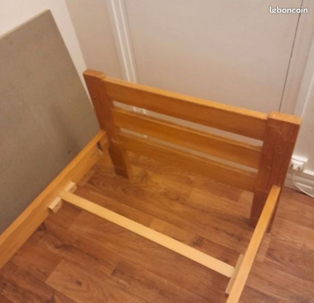Lit simple en bois massif (orme): cadre uniquement (image 4)