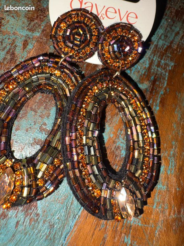 Boucles D'oreilles Pendantes En Bronze Fait Main - Style Candyskull - Neuf Sans Emballage