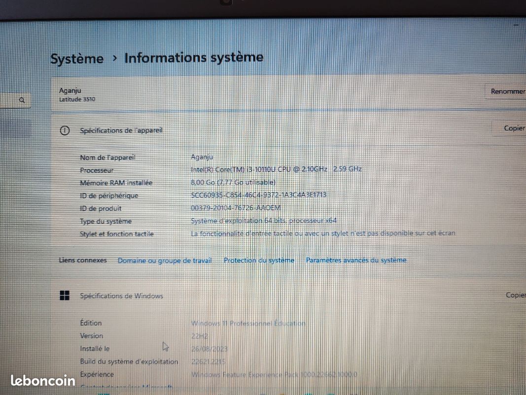 Pc portable dell 3510 (image 4)