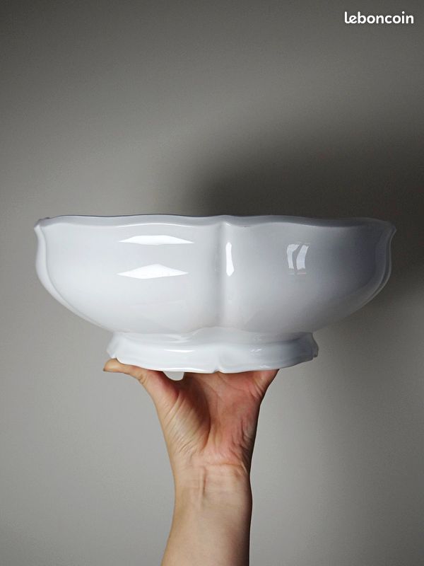 Grand saladier vintage en porcelaine blanche de Limoges, années 1960-1980 (image 3)