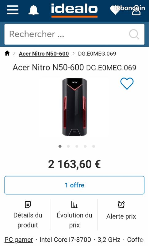 RARE*PC gaming Acer nitro N50 600 i7 rtx (image 2)