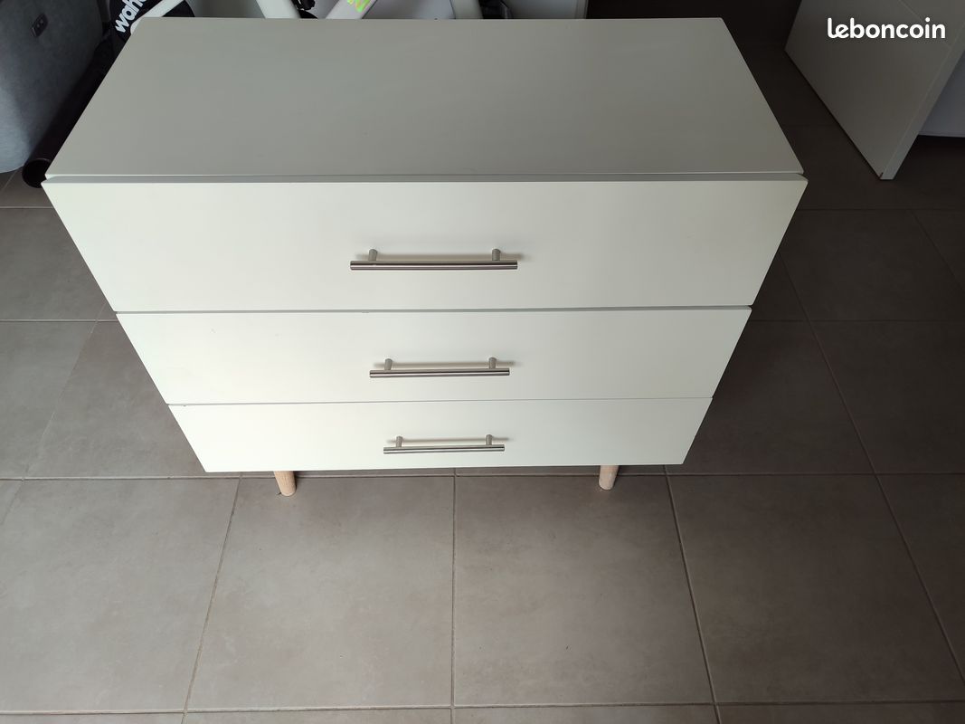 Commode blanche 3 tiroirs (image 1)