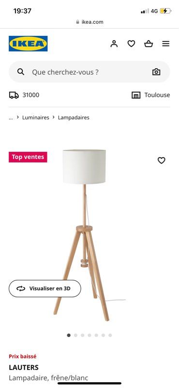 LAUTERS Lampadaire, frêne, blanc - IKEA