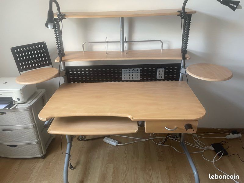 Bureau informatique – très robuste – multi-étagères (image 2)